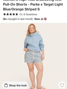 Parke X Target Light Blue Striped Drawstring Shorts
